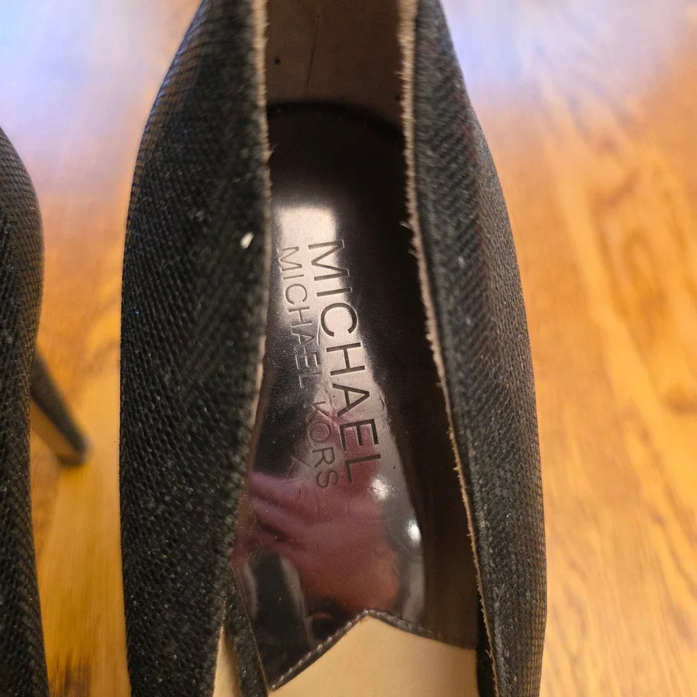 VTG Michael Kors Black Sparkle Glitter SZ 10 Stiletto Pumps Heels‎ Womens 4